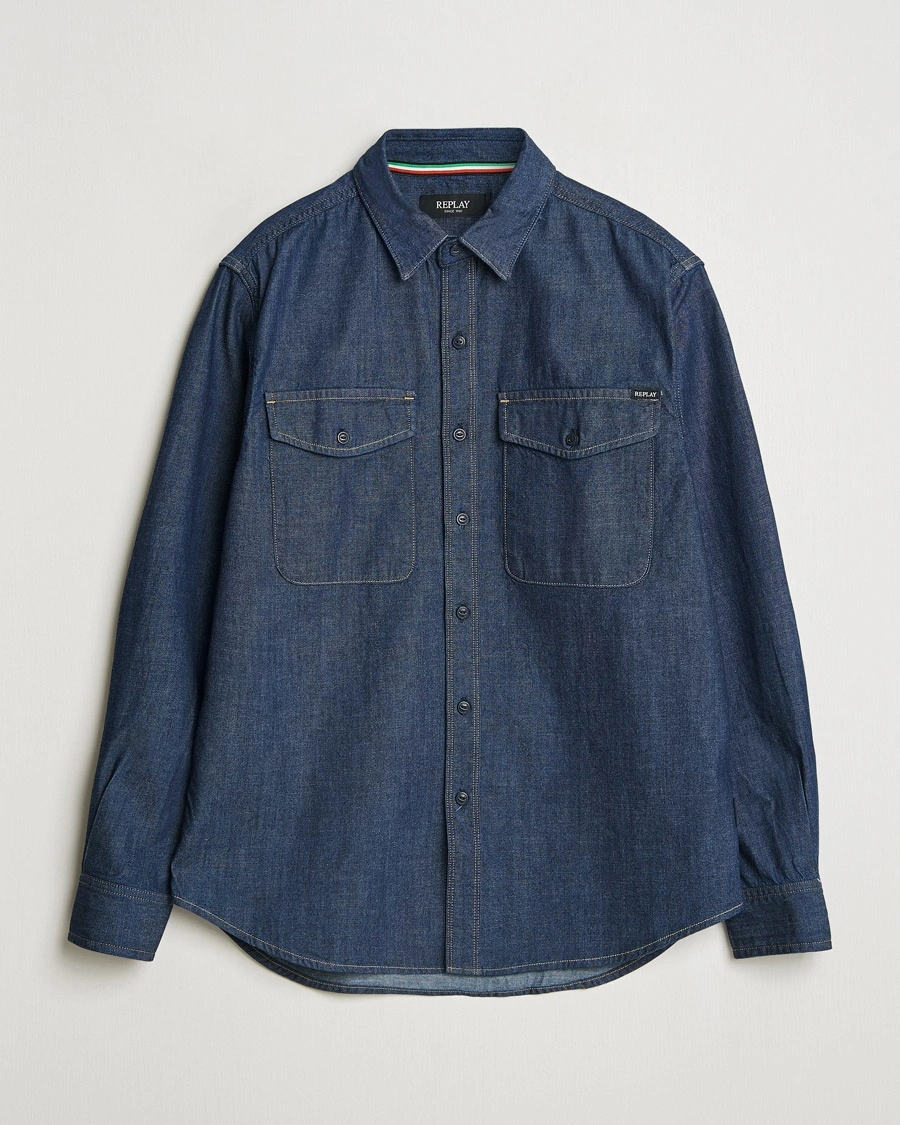 Replay Denim Shirt Dark Blue – Blau