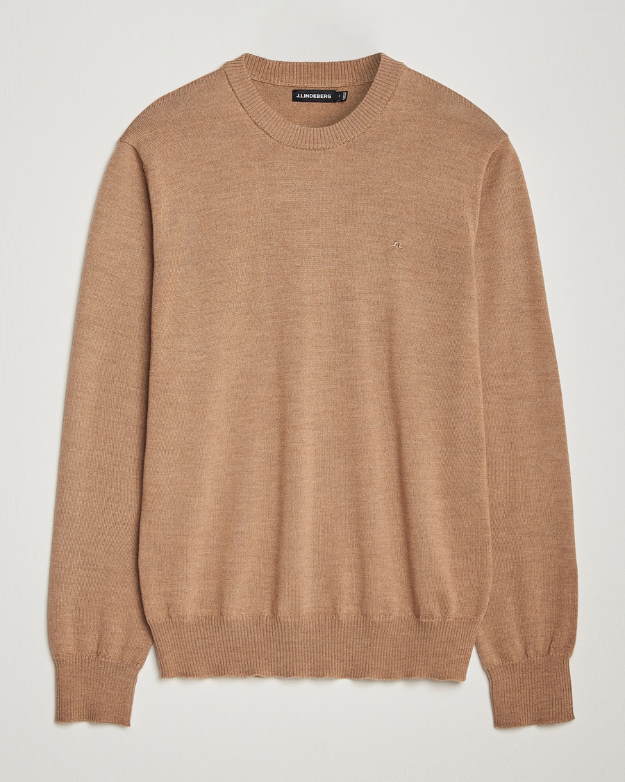 Herren | Rundausschnitt | J.Lindeberg | Keane Merino Crew Neck Sweater Tiger Brown