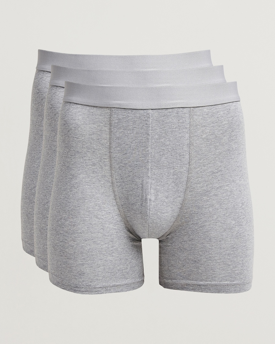 Bread & Boxers 3-Pack Long Boxer Brief Grey Melange – Grau