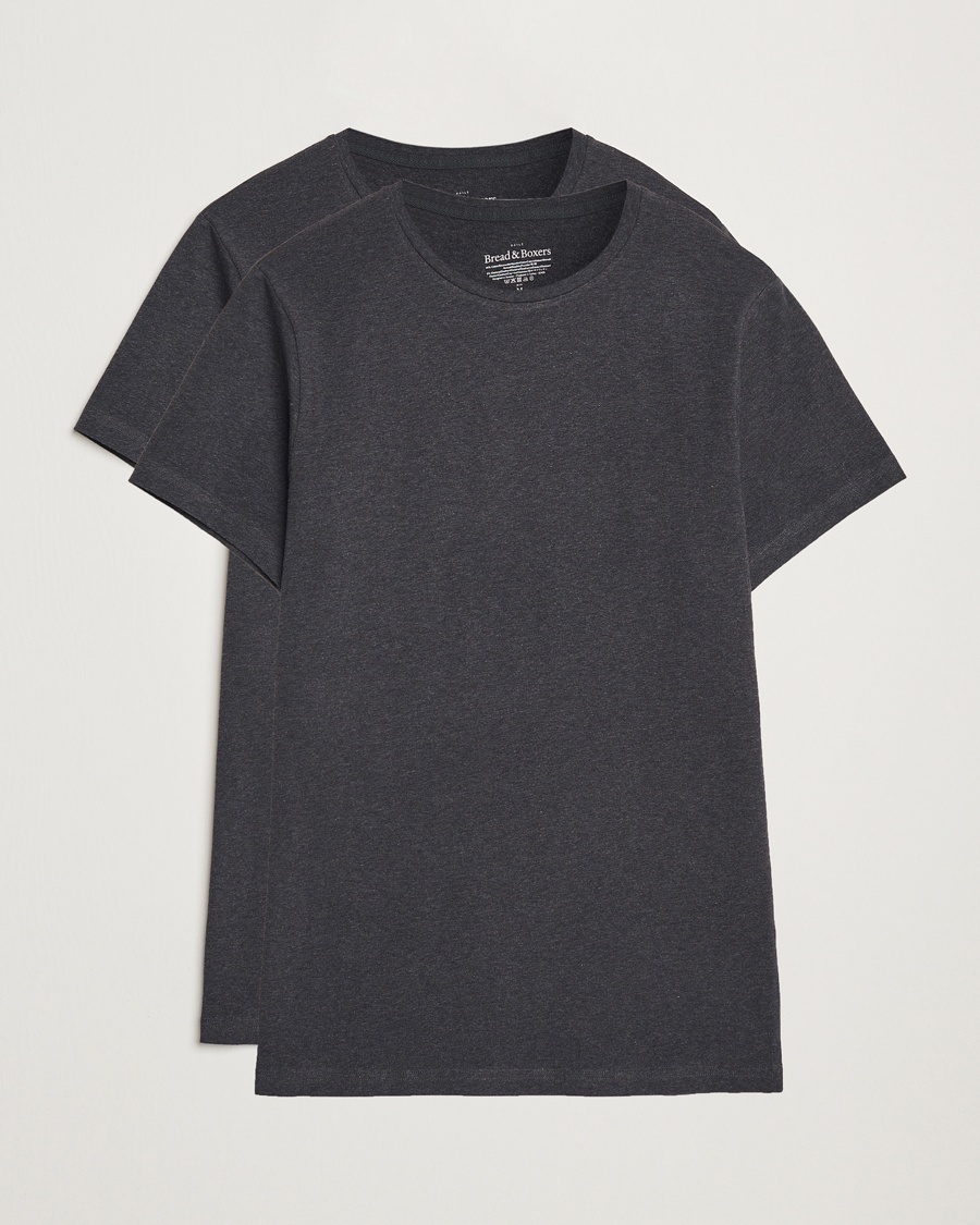 Herren | Kleidung | Bread & Boxers | 2-Pack Crew Neck T-Shirt Dark Grey Melange