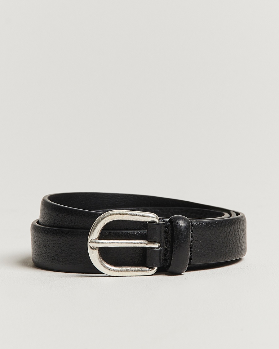 Anderson's Grained Leather Belt 2,5 cm Black – Schwarz