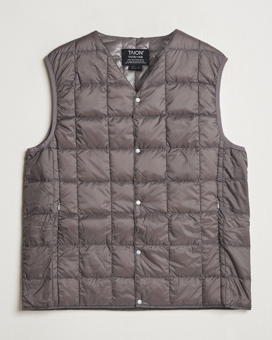 TAION V-Neck Lightweight Down Vest Gray – Grau