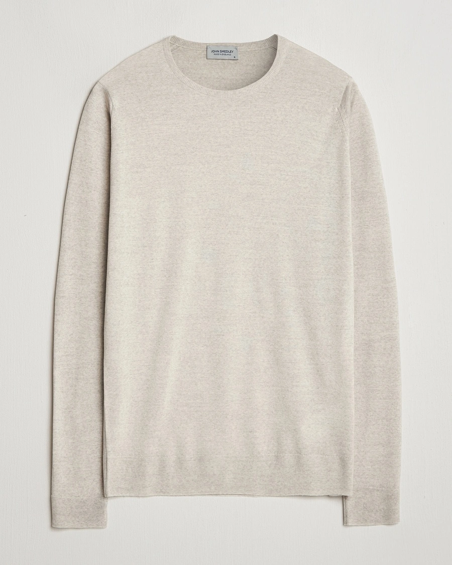 John Smedley Lundy Extra Fine Merino Crew Neck Grey Fleece – Beige