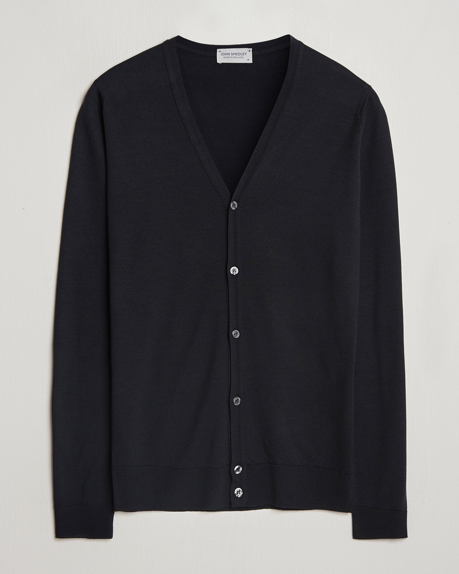 John Smedley Petworth Extra Fine Merino Cardigan Black – Schwarz