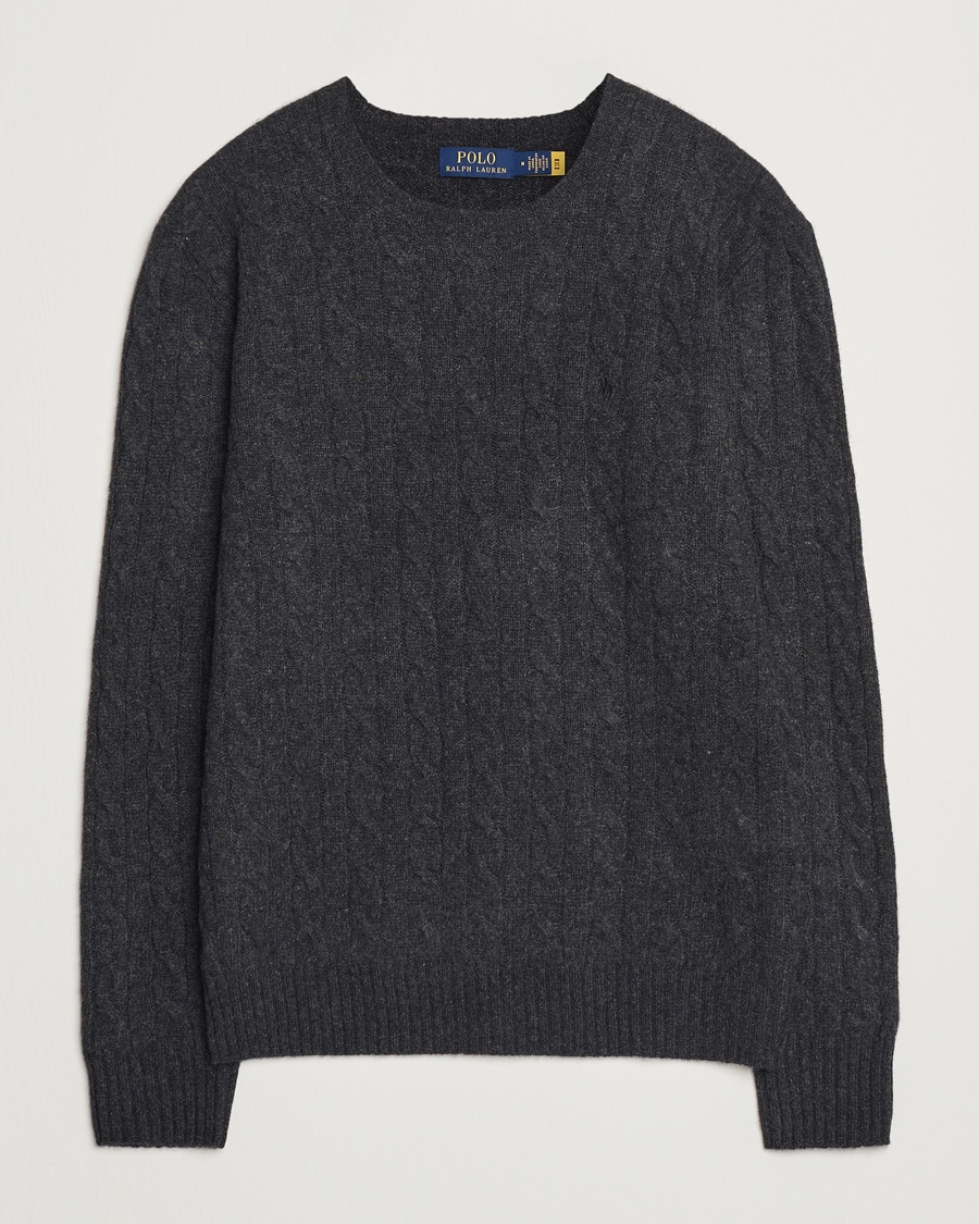 Polo Ralph Lauren Wool/Cashmere Cable Crew Neck Dark Granite Heather – Grau