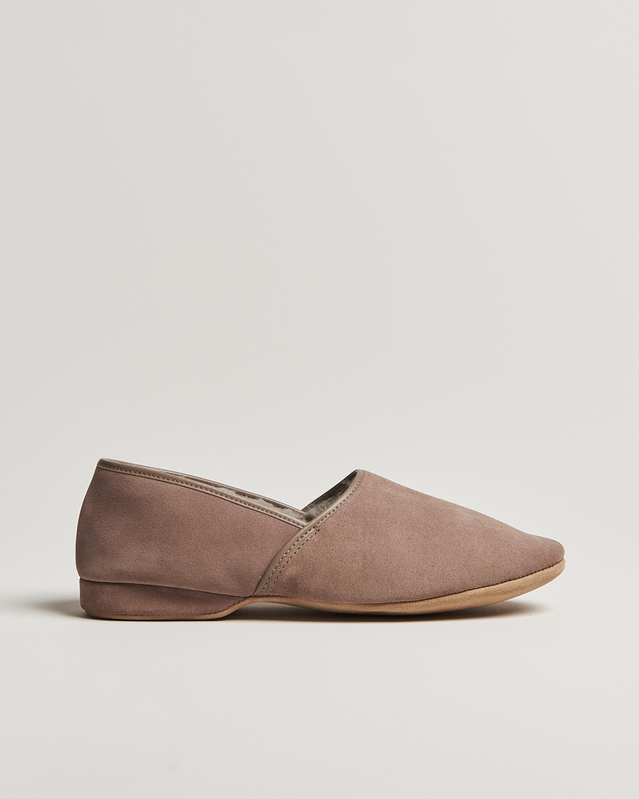 Herren | Schuhe | Derek Rose | Crawford Sheepskin Suede Slippers Beige