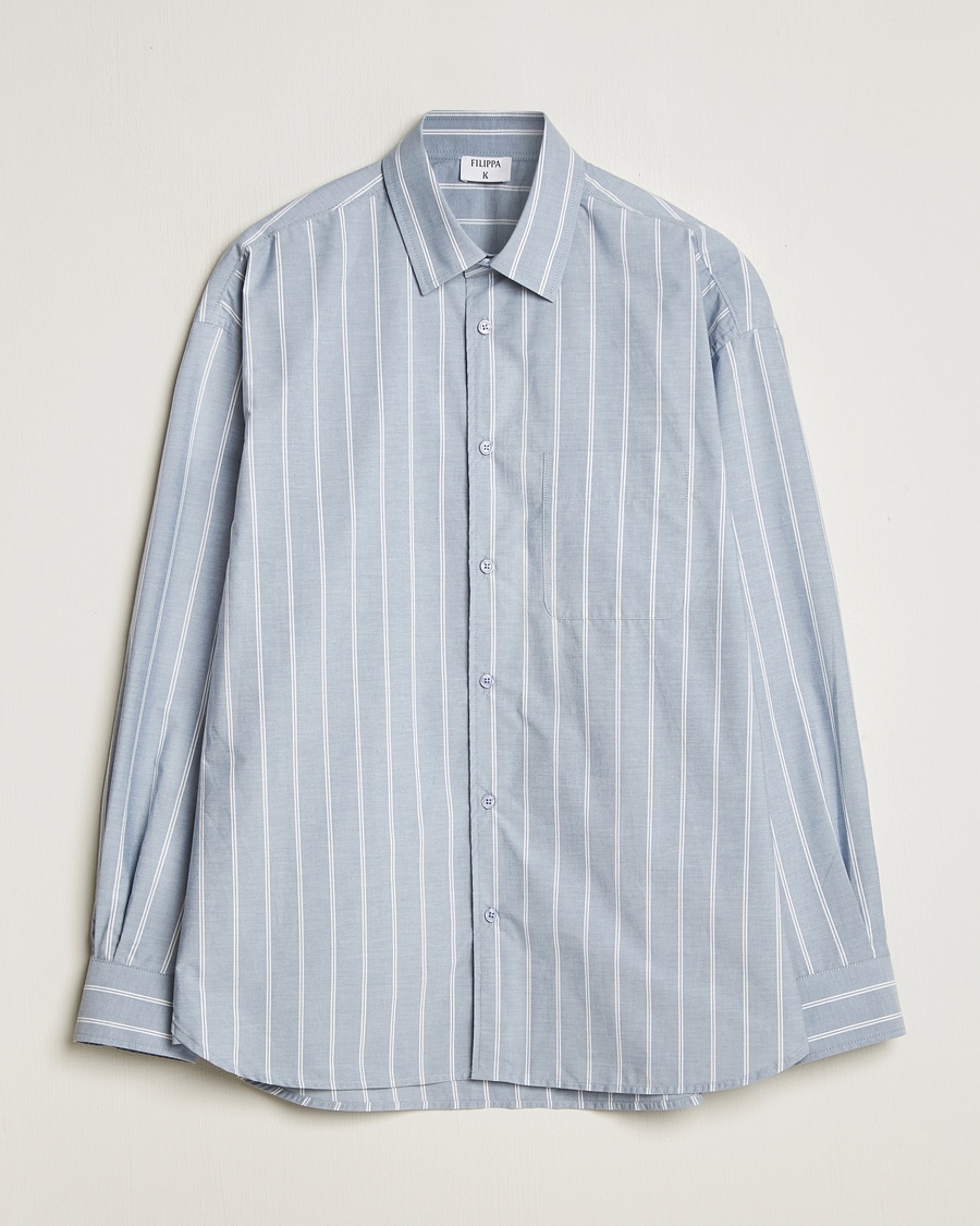 Herren | Sale kleidung | Filippa K | Striped Cotton Poplin Shirt Blue/White