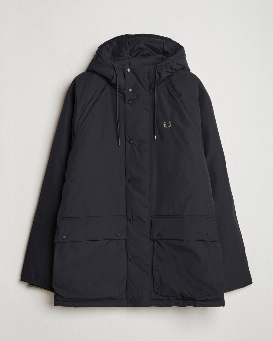 Herren | Sale | Fred Perry | Padded Zip Through Parka Black