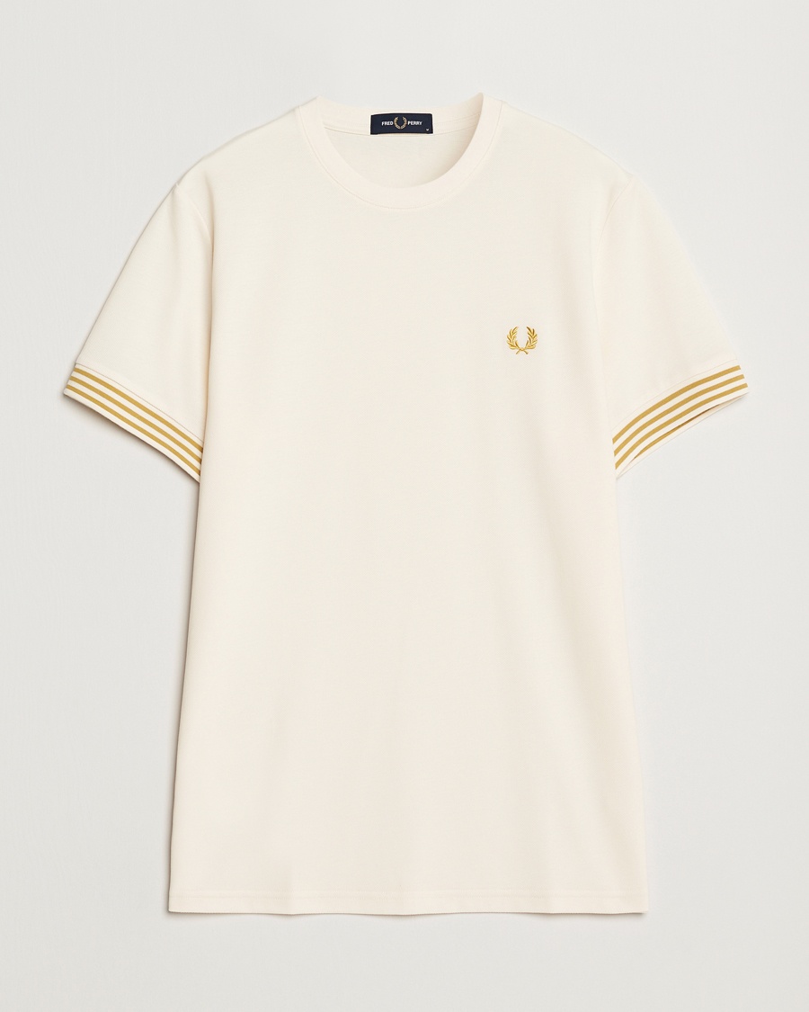 Herren | Sale kleidung | Fred Perry | Striped Cuff Crew Neck T-Shirt Ecru