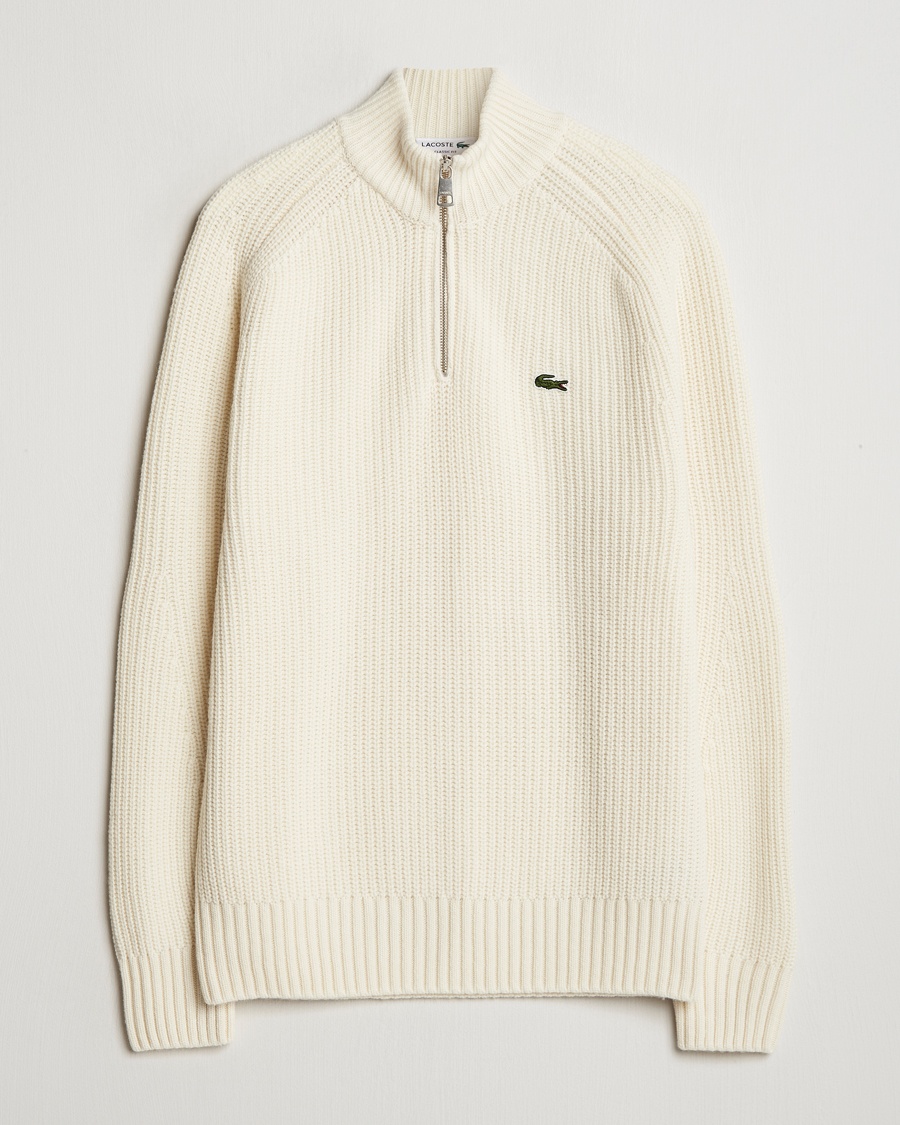 Lacoste Heavy Knitted Wool Half Zip Lapland – Weiß