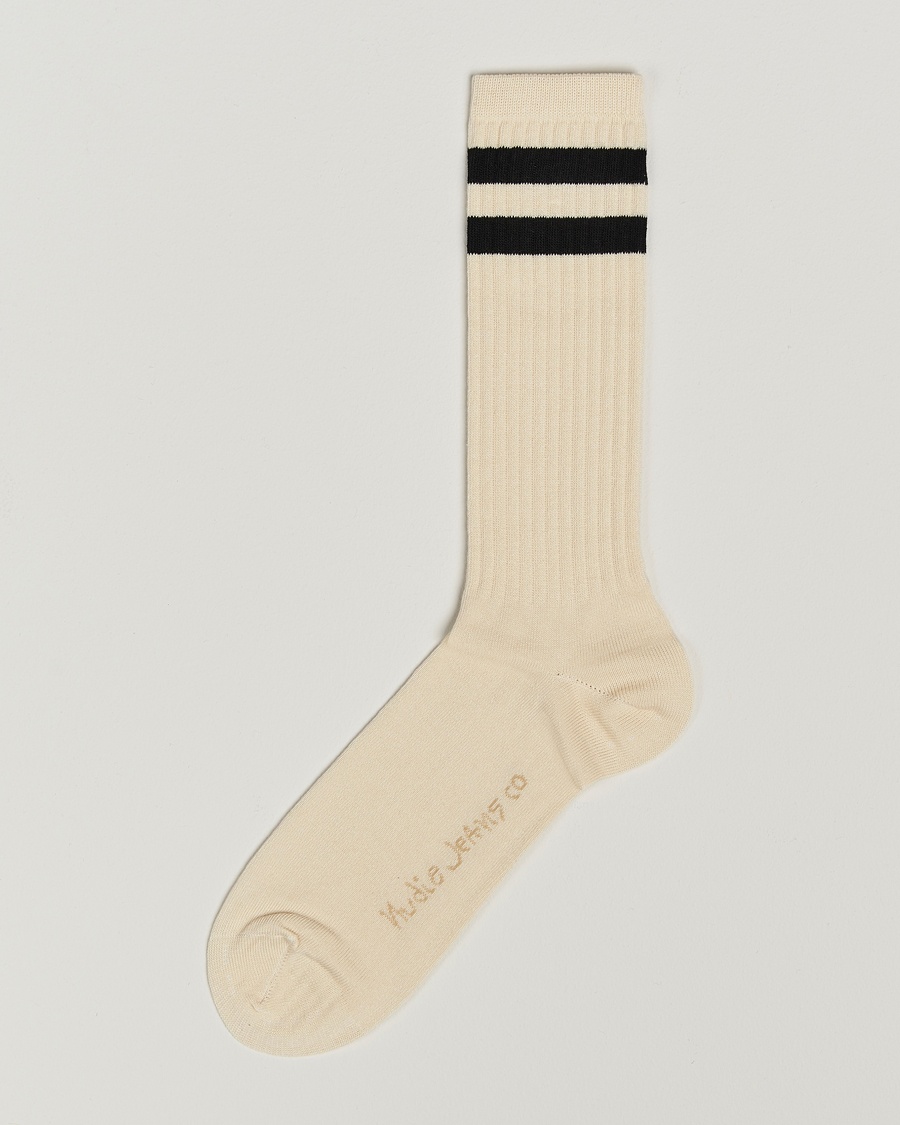 Nudie Jeans Amundsson Tennis Socks Off White/Black – Weiß
