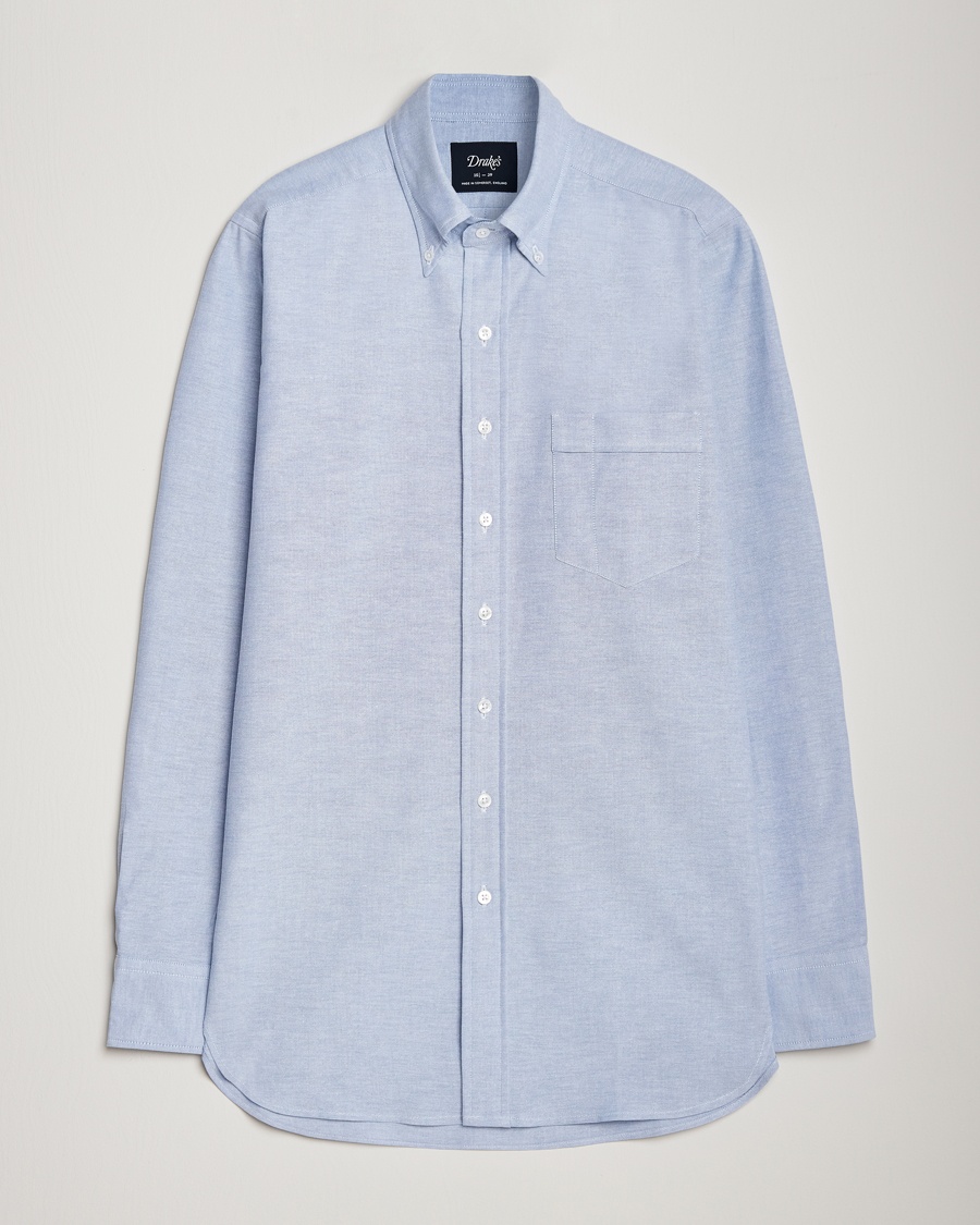 Drake's Button Down Oxford Shirt Blue – Blau