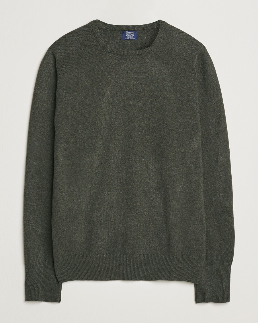 William Lockie Rob Lambswool Crewneck Seaweed – Grün