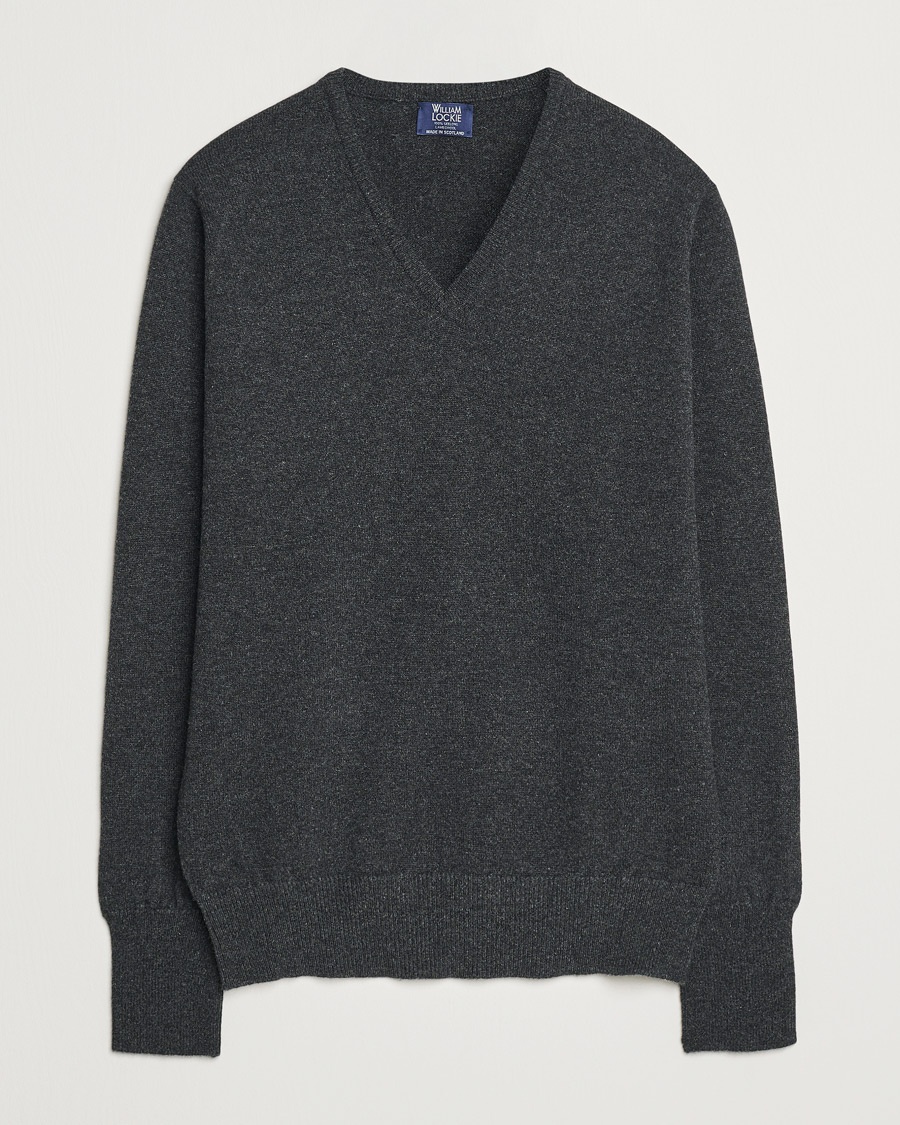 Herren | Kategorie | William Lockie | Rob Lambswool V-Neck Charcoal