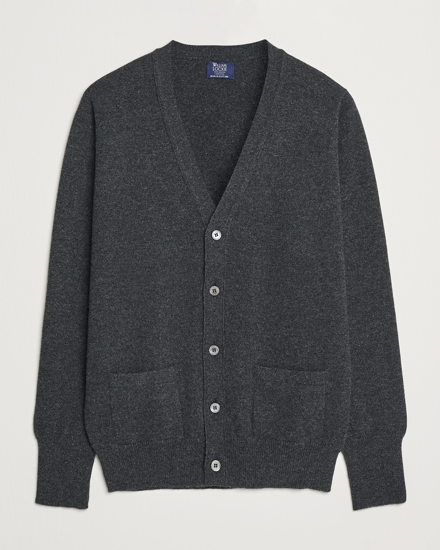 William Lockie Rob Lambswool Cardigan Charcoal – Grau