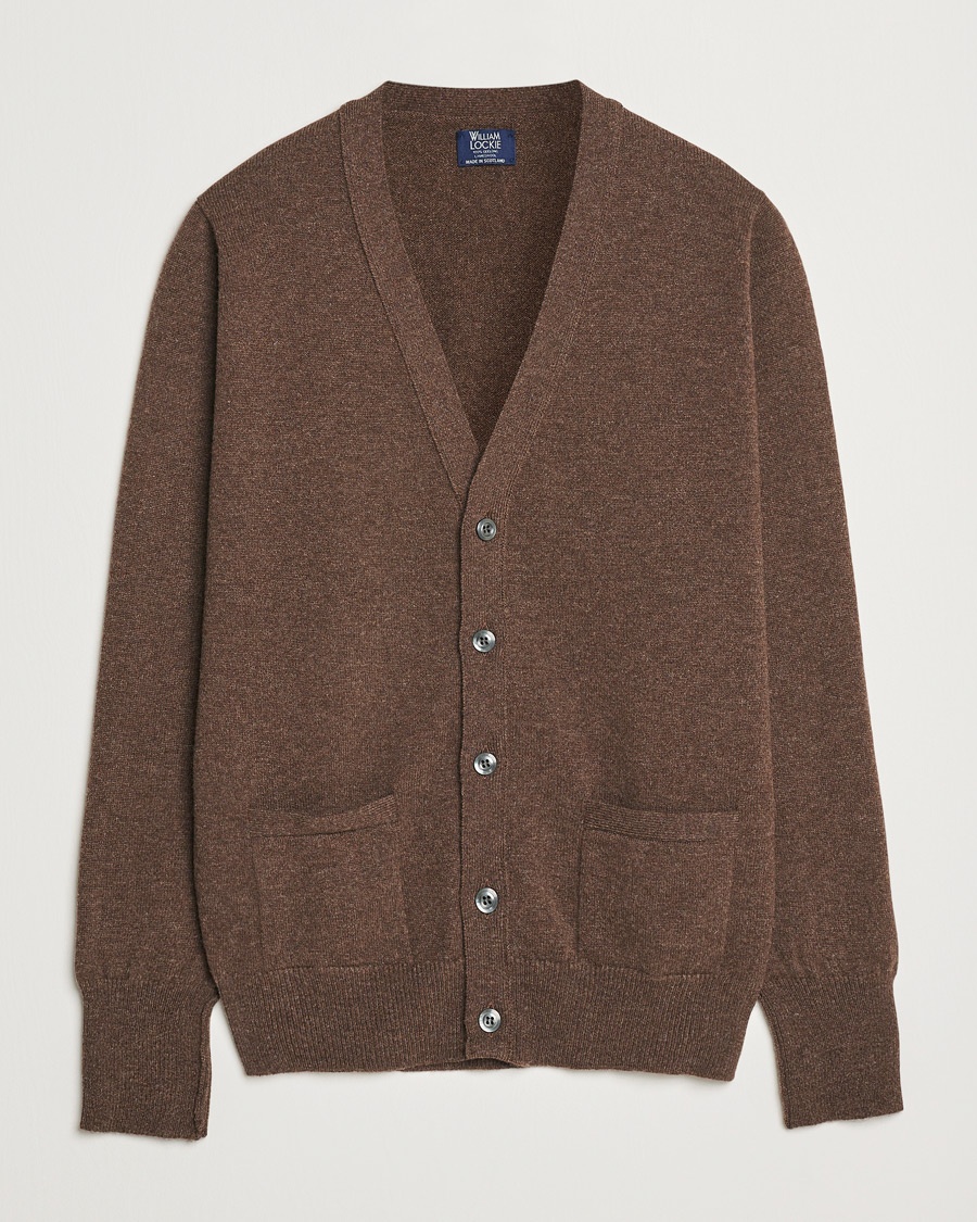 William Lockie Rob Lambswool Cardigan Mocha – Braun