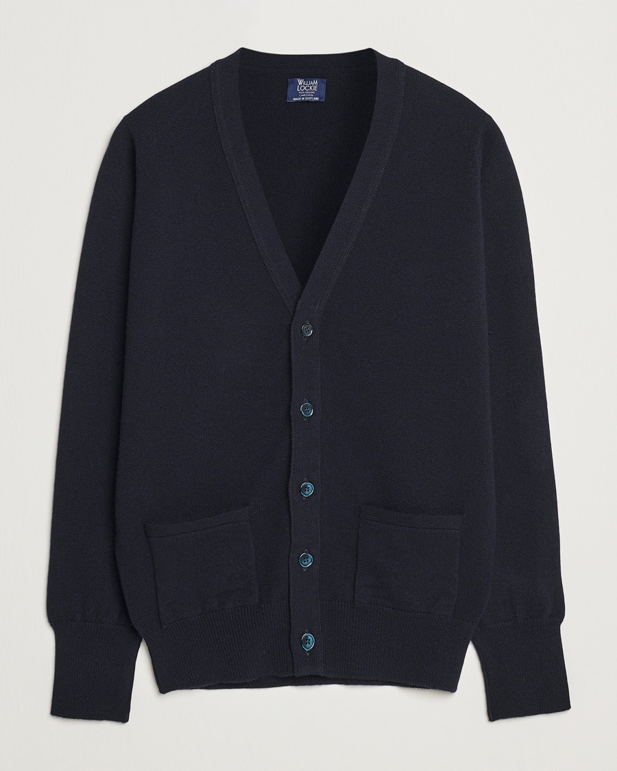 William Lockie Rob Lambswool Cardigan Navy – Blau