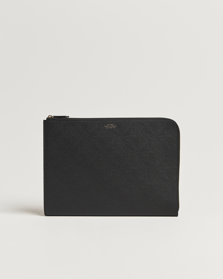 Smythson Panama Small Laptop Case Black – Schwarz