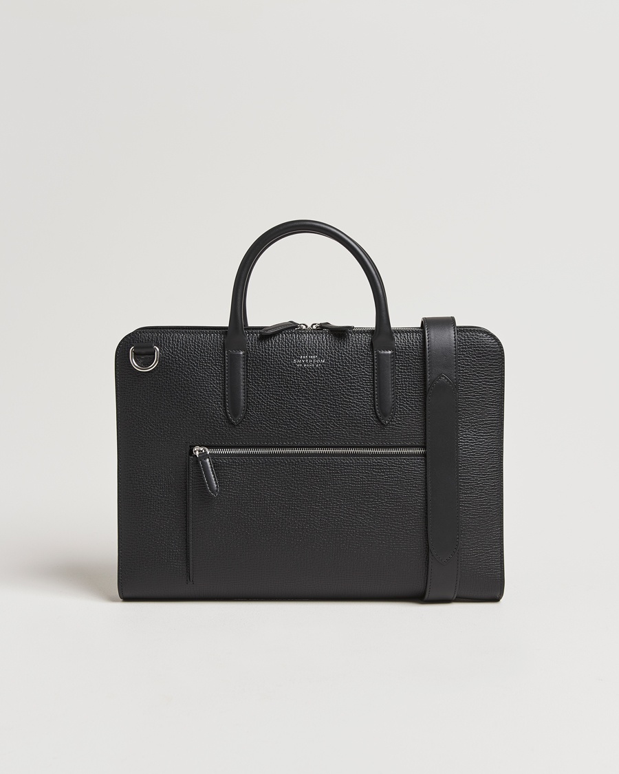 Smythson Ludlow Ultra Slim Brefcase With Zip Front Black – Schwarz