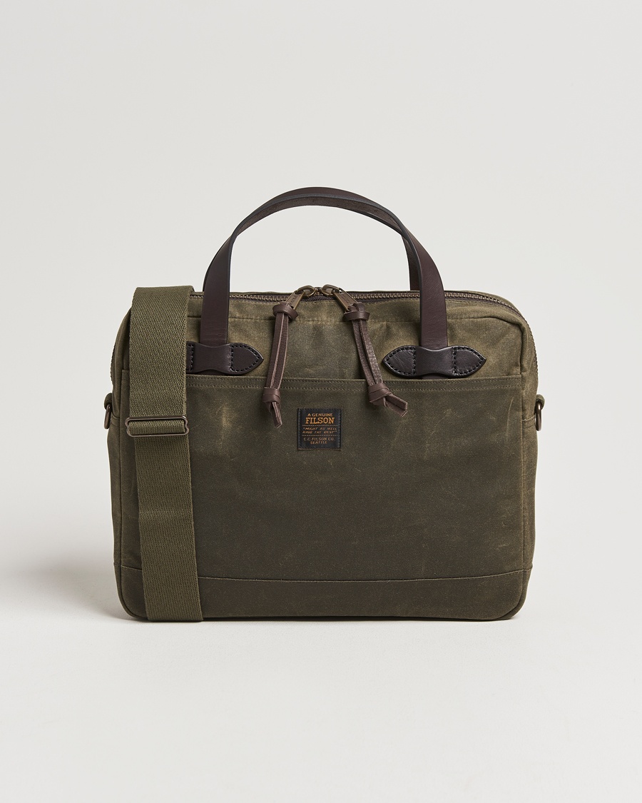 Filson Tin Cloth Compact Briefcase Otter Green – Grün