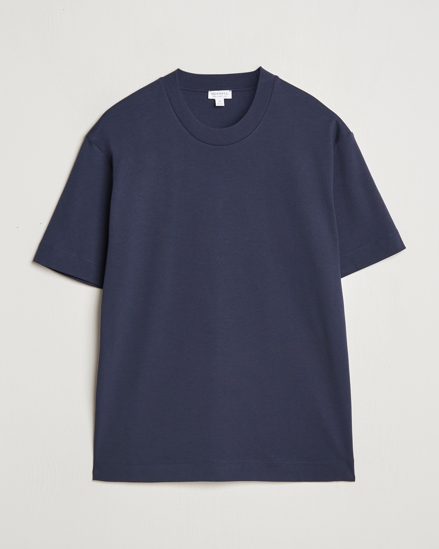 Sunspel Heavy Weight Supima Cotton T-Shirt Navy – Blau