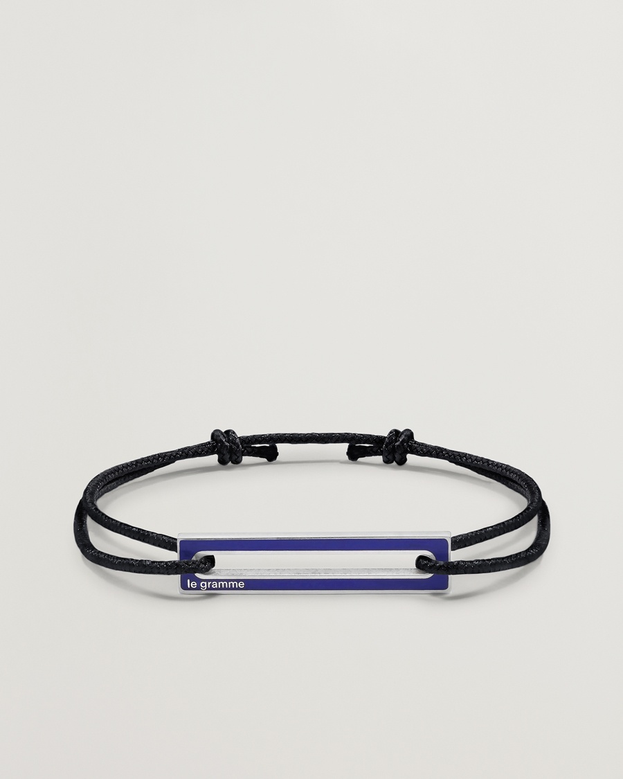 LE GRAMME Lacquered Cord Bracelet Royal Blue – Schwarz