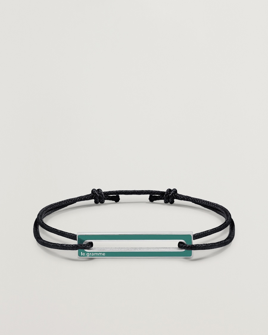 LE GRAMME Lacquered Cord Bracelet Green – Schwarz