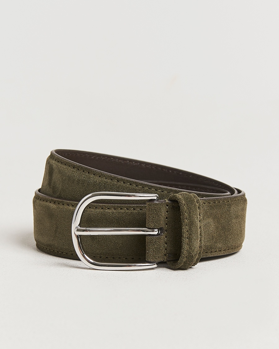 Anderson's Suede 3,5 cm Belt Green – Grün