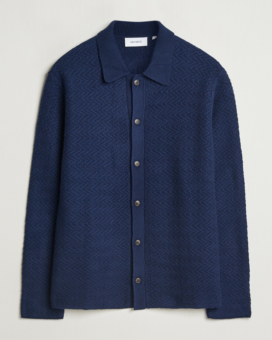 Herren | LES DEUX | LES DEUX | Finnegan Knit Shirt Cardigan Dark Navy