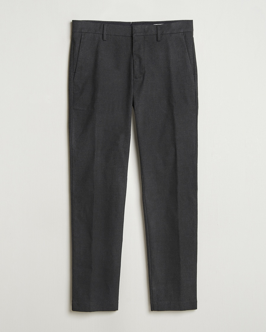 NN07 Theo Regular Fit Brushed Chinos Black Melange - Schwarz - Chino - Grösse: W33L34