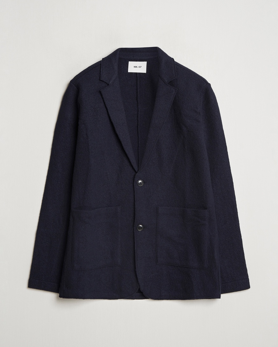 Herren | Treue-Rabatt für Stammkunden | NN07 | Boiled Wool Knitted Blazer Navy Blue