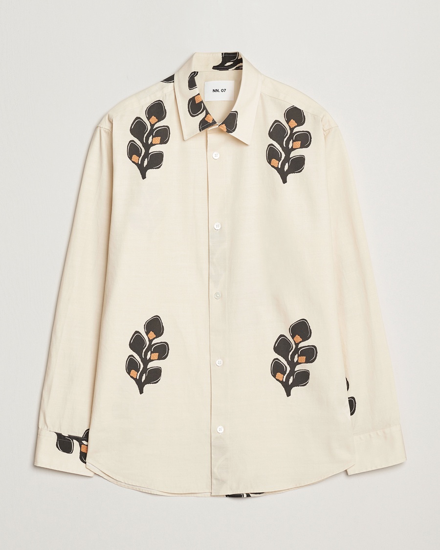 Herren | NN07 | NN07 | Freddy Printed Cotton/Lyocell Shirt Ivory