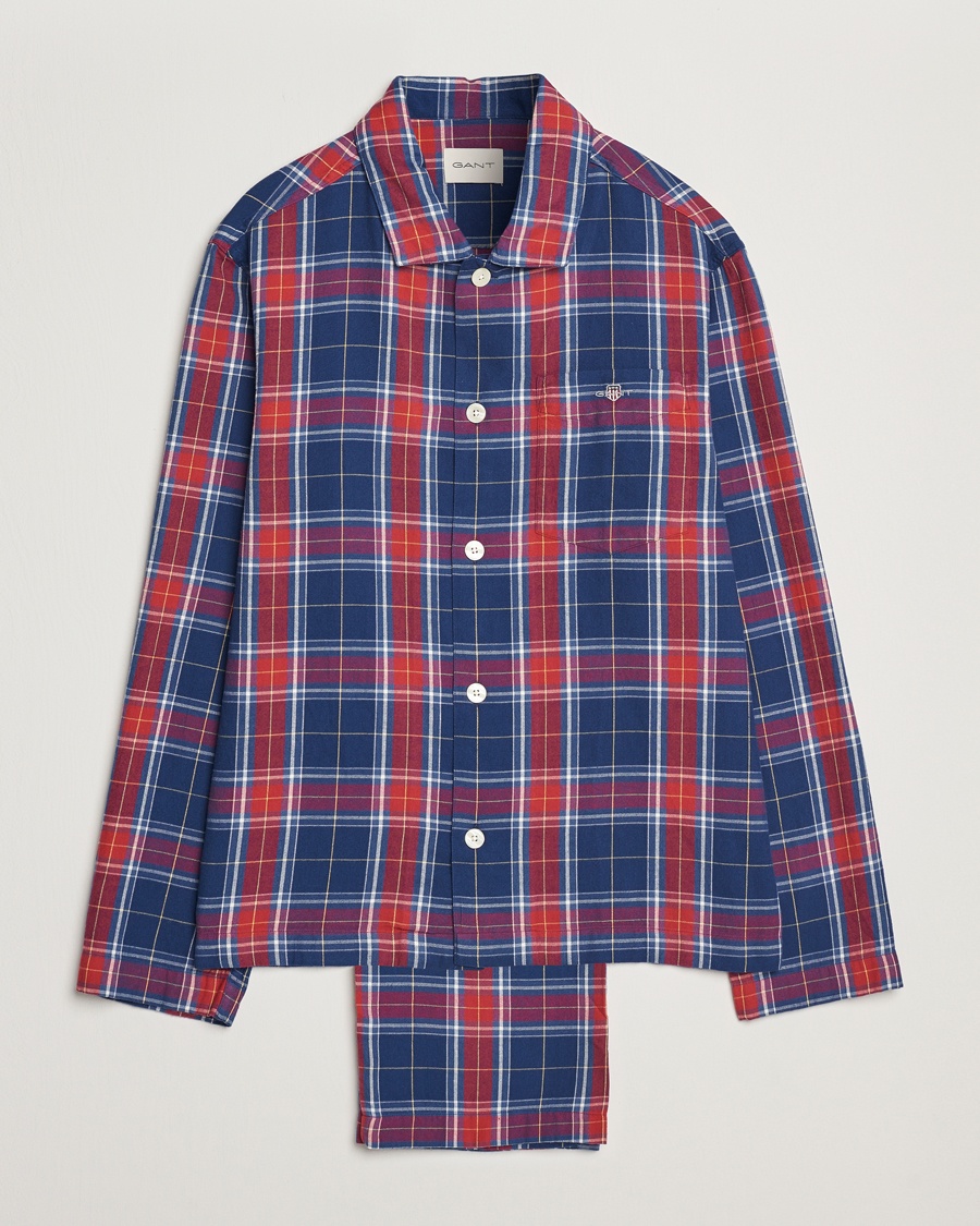 Herren | Pyjama-Set | GANT | Checked Flannel Pyjama Set Persian Blue