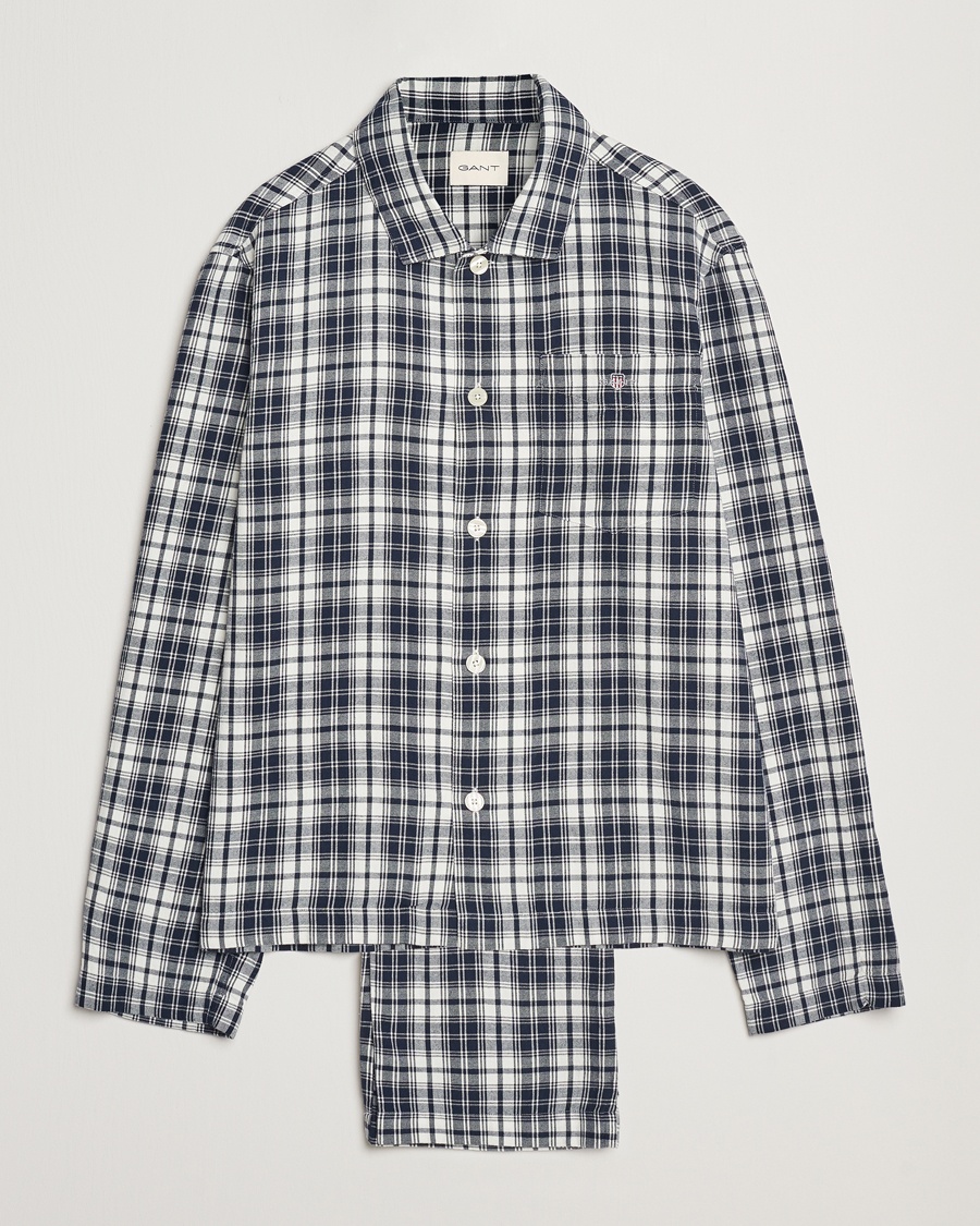 Herren | Pyjamas | GANT | Checked Flannel Pyjama Set Evening Blue