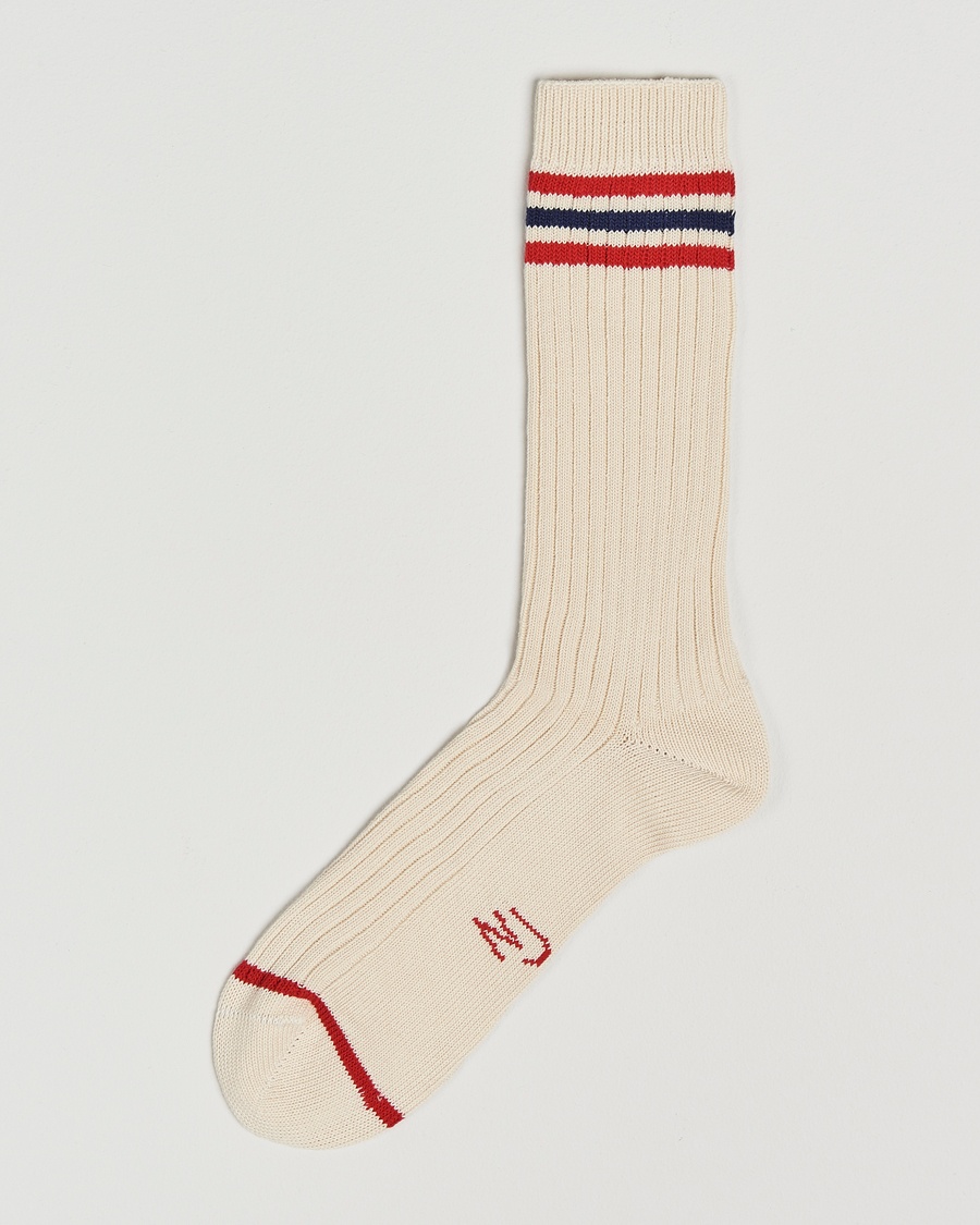 Nudie Jeans Retro Tennis Socks Off White/Red – Weiß