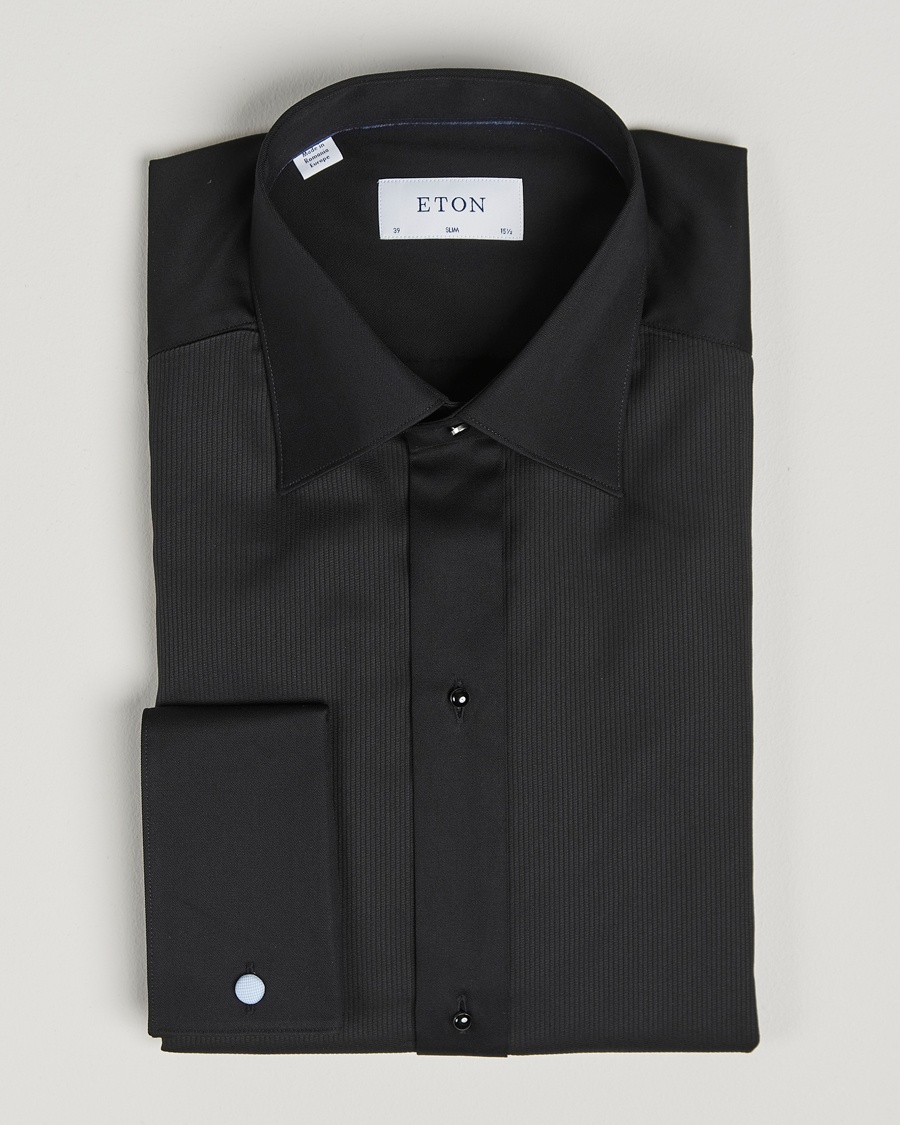 Eton Slim Fit Plissé Tuxedo Shirt Black – Schwarz