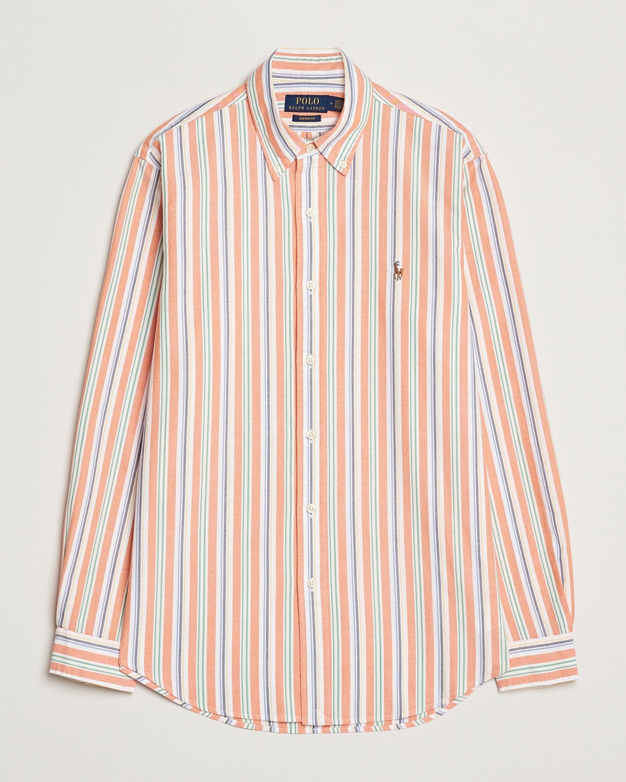 Herren | Hemden | Polo Ralph Lauren | Custom Fit Striped Oxford Shirt Orange/White
