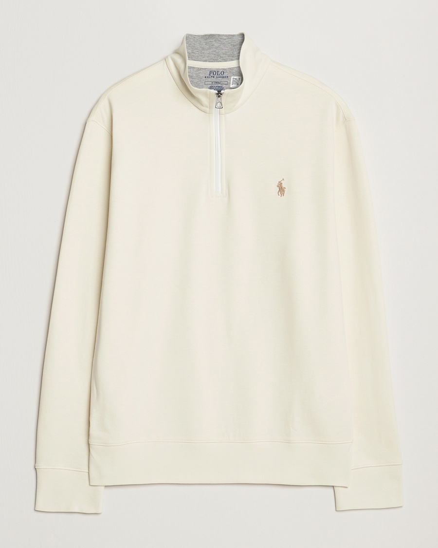 Polo Ralph Lauren Double Knit Half-Zip Sweater Parchment Cream – Weiß