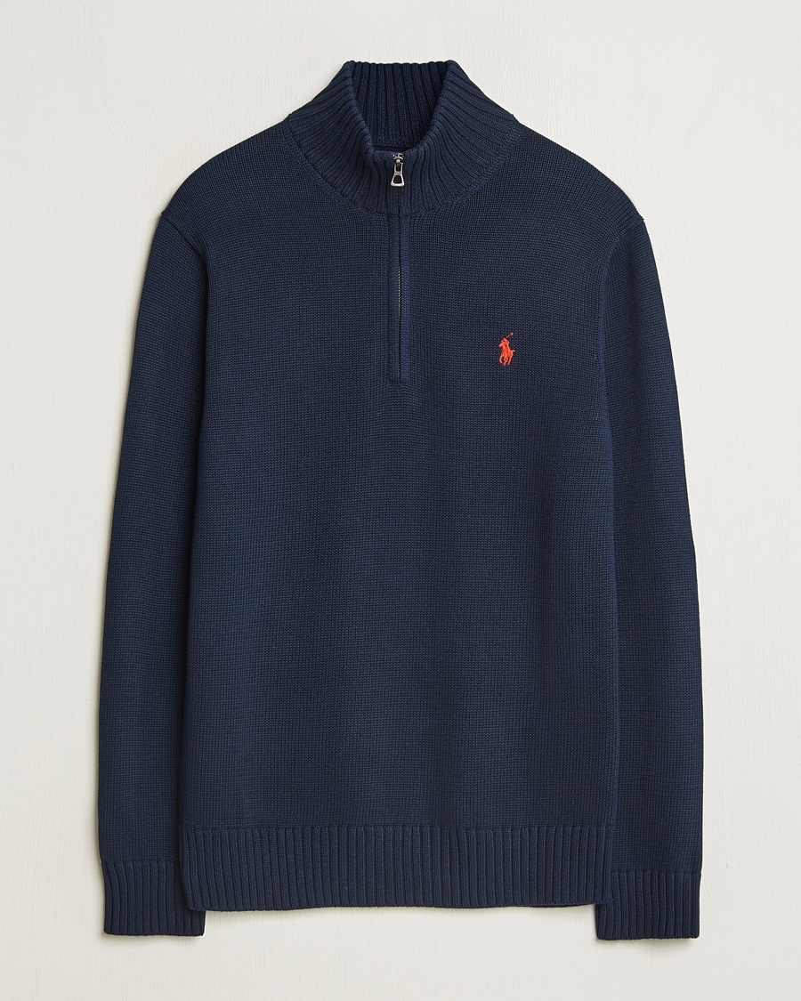 Polo Ralph Lauren Cotton Pullover Half Zip Hunter Navy – Blau