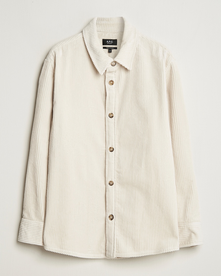 Herren | Frühlingsjacken | A.P.C. | Boris Wide-wale Corduroy Overshirt Ecru