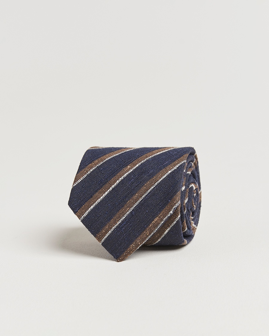 Herren | Business & Beyond - Formal | Amanda Christensen | Silk Shantung Striped 8cm Tie Navy