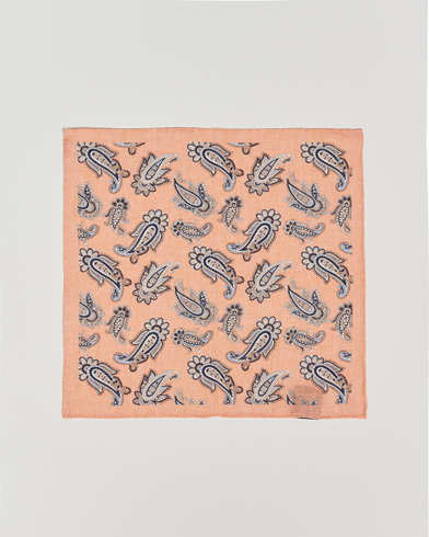 Herren | Einstecktücher | Amanda Christensen | Linen Printed Large Paisley Pocket Square Orange