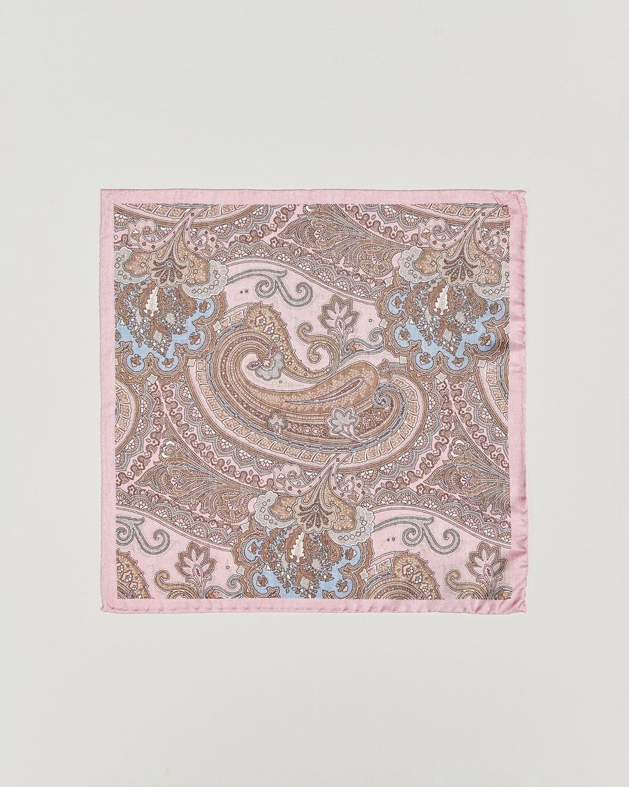 Herren | Einstecktücher | Amanda Christensen | Silk Twill Large Paisley Pocket Square Pink