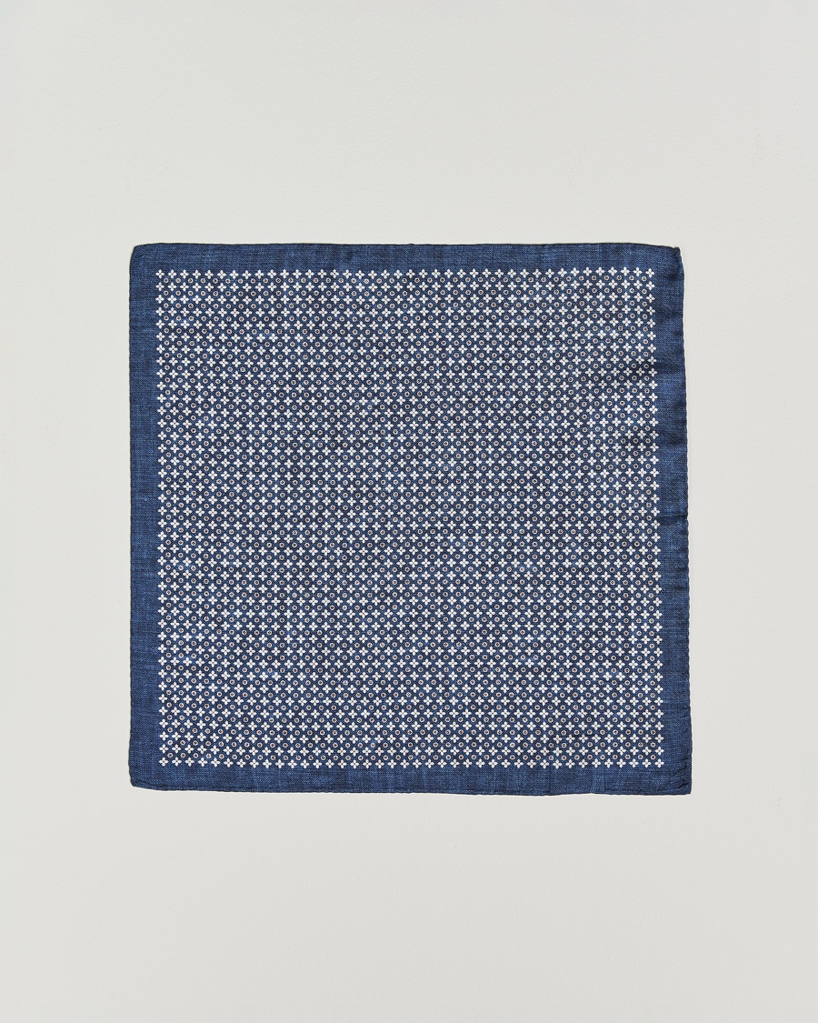 Herren | Einstecktücher | Amanda Christensen | Silk Twill Printed Flower Pocket Square Navy