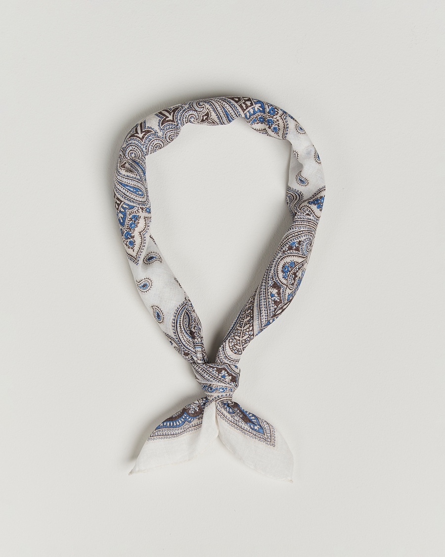 Herren | Accessoires | Amanda Christensen | Cotton Voilé Printed Paisley Bandana Cream