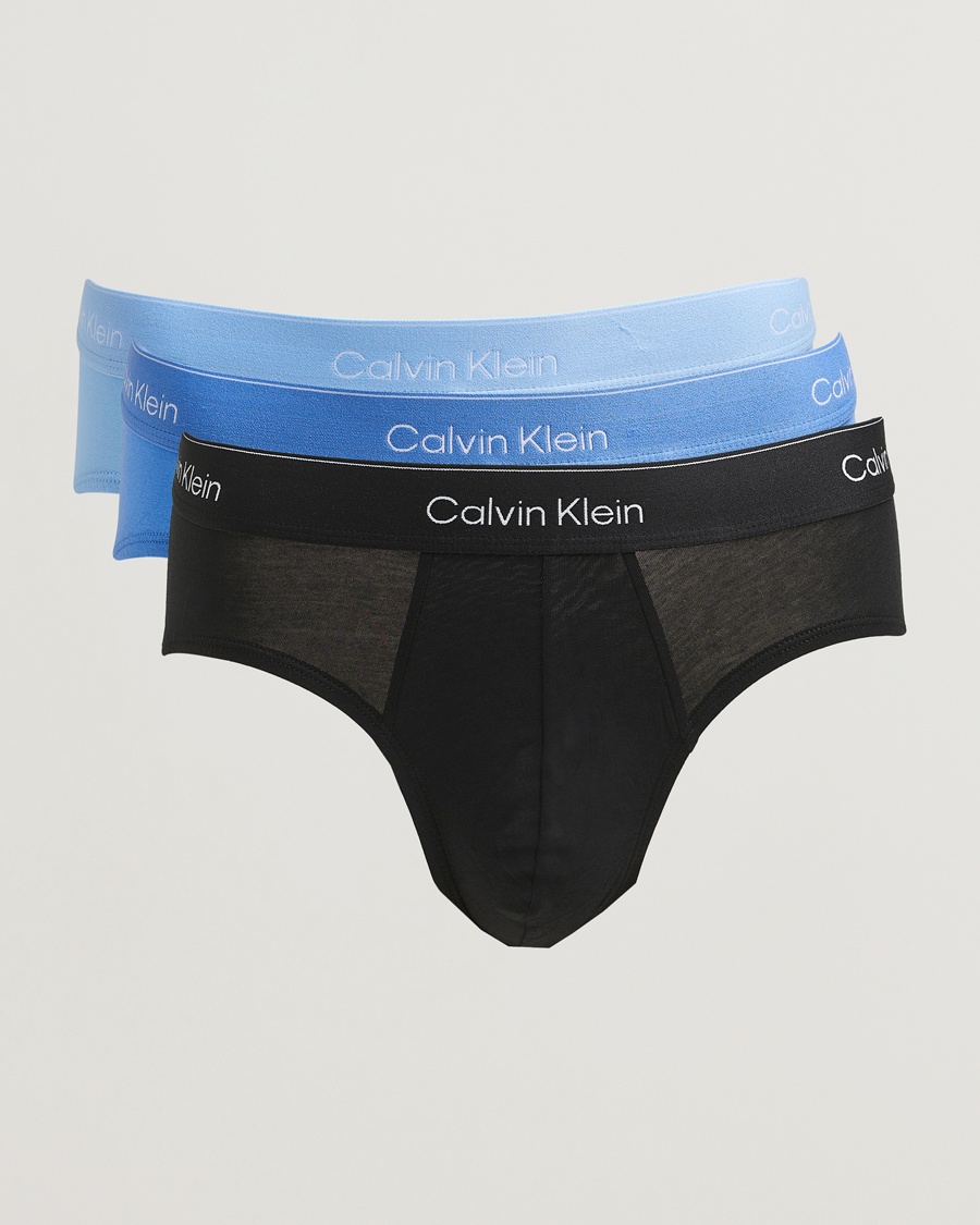 Calvin Klein 3-Pack Icon Cotton Stretch Hip Brief Black/Blue/Light Blue – Blau