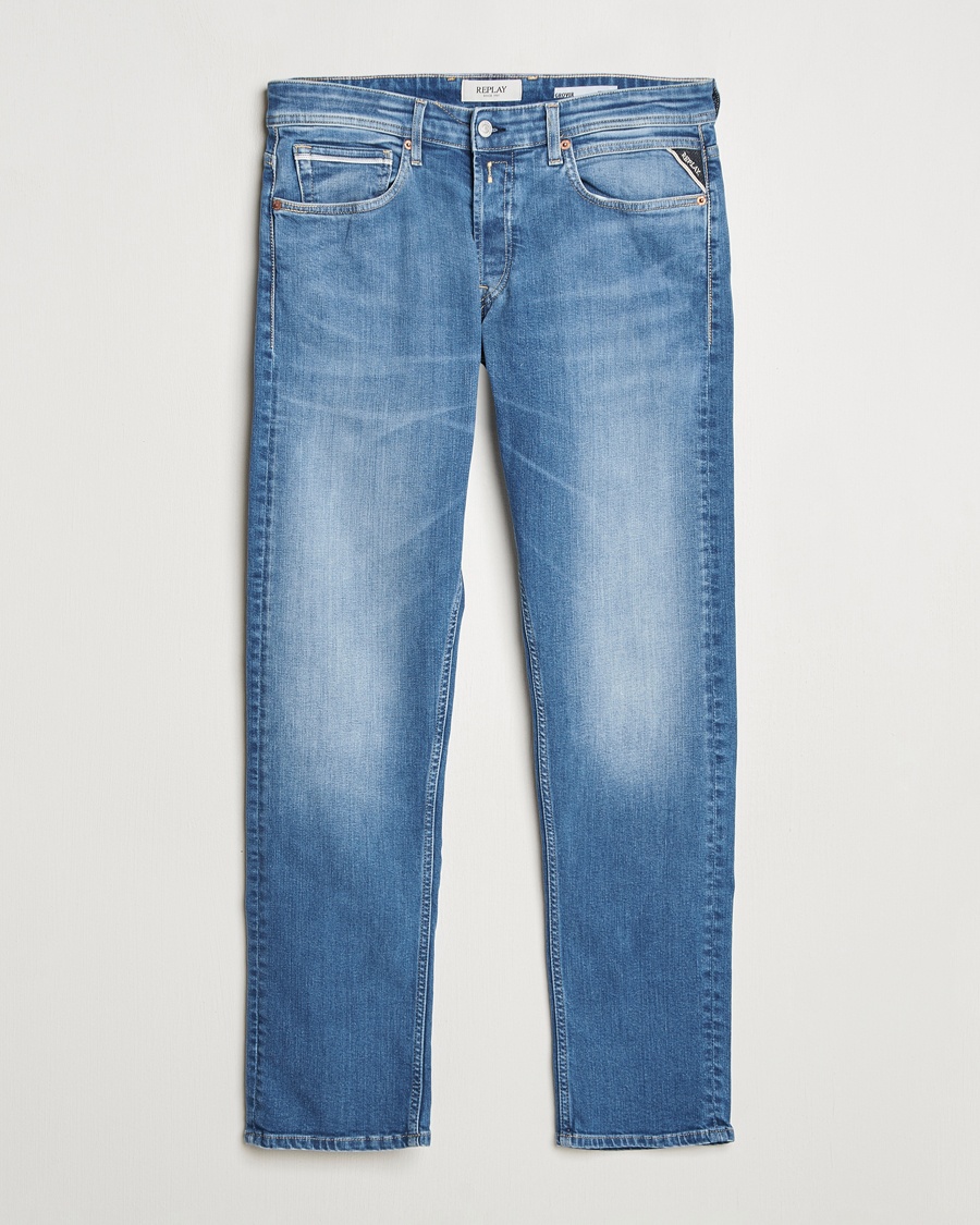 Replay Grover Straight Fit Stretch Eco Plus Jeans Medium Blue – Blau