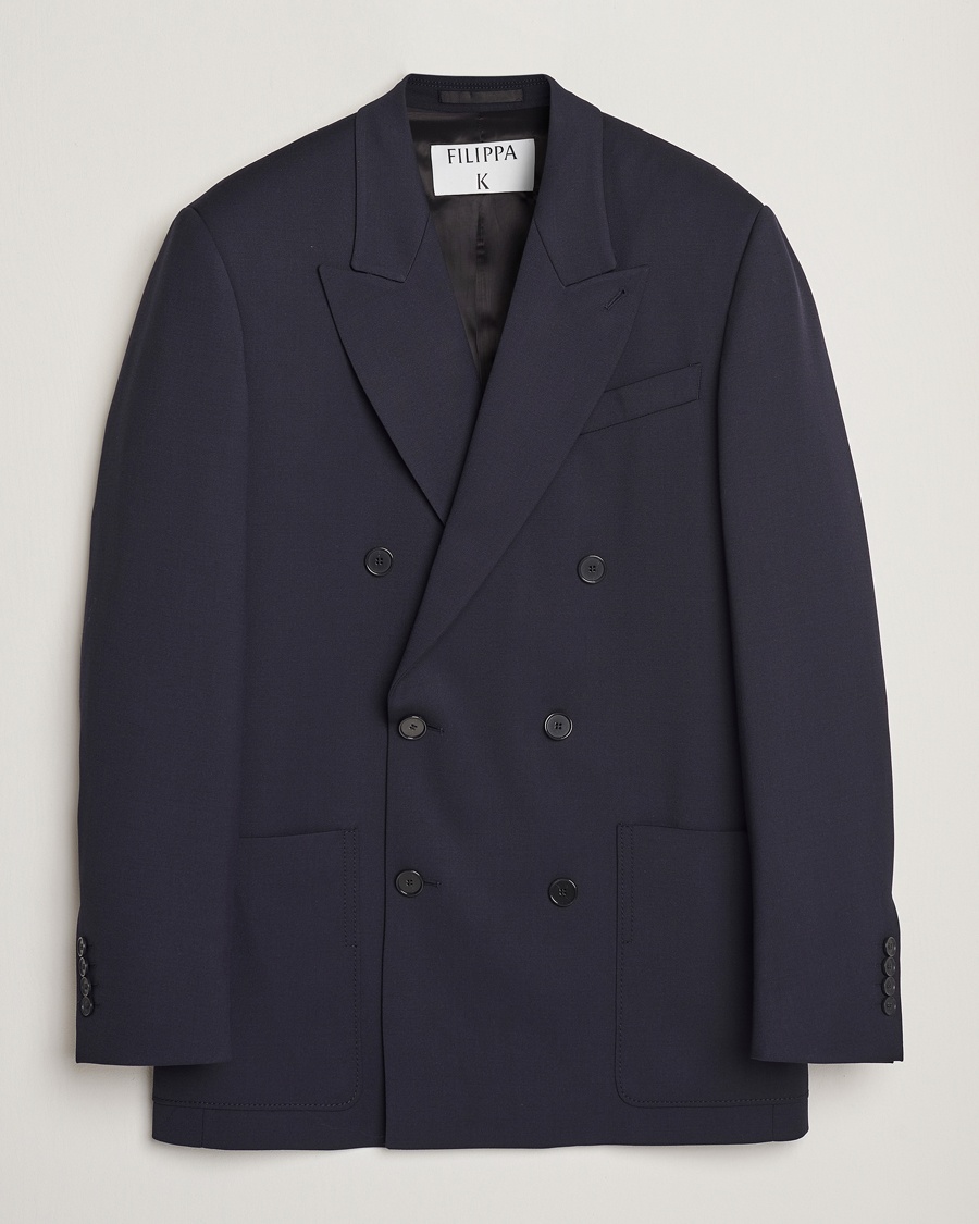 Herren | Wollsakko | Filippa K | Patch Pocket Double Breasted Blazer Navy