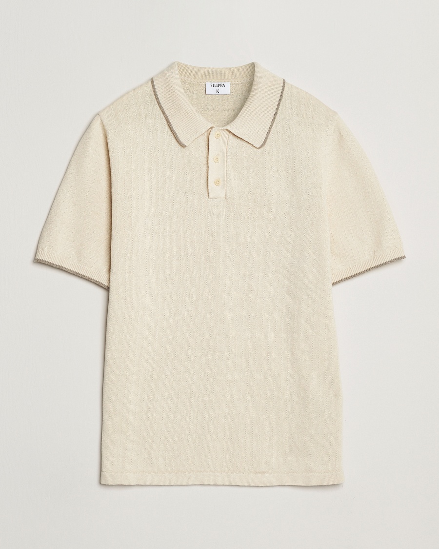 Herren | Neu im Onlineshop | Filippa K | Linen Cotton Knitted Polo Cream White