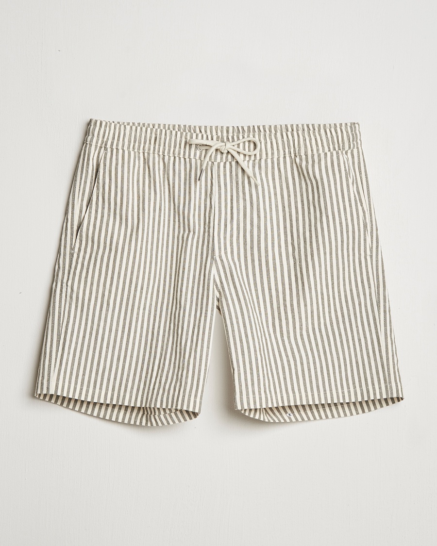 Herren | Drawstringshorts | NN07 | Gregor Striped Drawstring Shorts Green/White
